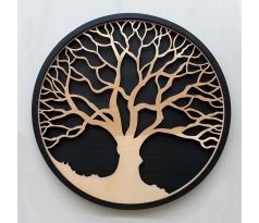 Strom života - drevený dvojfarebný abstraktný okrúhly obraz