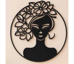 Moderná silueta ženy a kvetov kruh 40 cm čierna