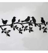 Drevená dekorácia vtákov na konári š71x v30 cm čierna