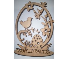 Veľkonočná dekorácia na stôl -  kuriatko drevená dekorácia