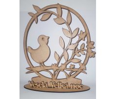 Veselá Veľka noc - veľkonočná drevená dekorácia na stôl