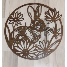 Veľkonočný zajac okrúhla drevená dekorácia na stenu