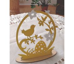 Veľkonočná dekorácia na stôl -  kuriatko drevená dekorácia farebná