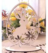 Veľkonočný zajac stojaca dekorácia v tvare vajíčka a silueta kvetov