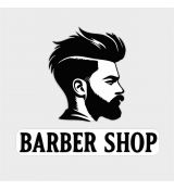 Barber shop logo - drevená 3D reklama na stenu 37x30cm, 53x10 cm čierna
