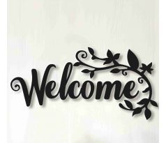 Nápis Welcome na stenu z dreva 35x19 cm biela