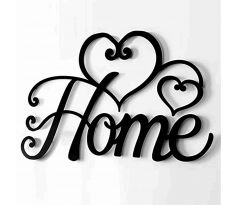 HOME na stenu z dreva 59x40 cm biela