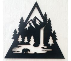 Krása prírody lesa a hôr - drevený vyrezávaný obraz trojuholník 40x40 cm hnedá orech