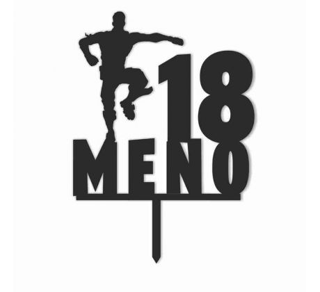 Zápich Fortnite na tortu tancujúca postava s menom a číslom