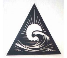 Burlivé vlny mora - abstraktný drevený obraz 35x35 cm čierna