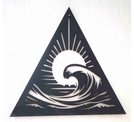 Burlivé vlny mora - abstraktný drevený obraz