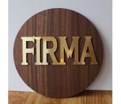 Zlaté logo na stenu okrúhle 50 cm čierna