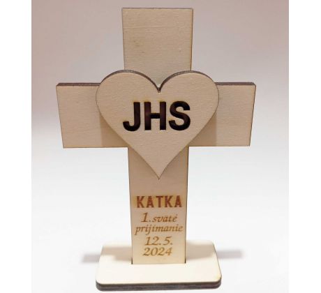 Darček na prvé sväté prijímanie - krížik a srdce JHS