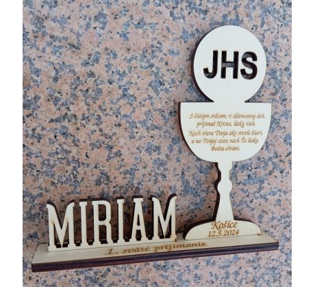 Darček na prvé sväté prijímanie kalich s básničkou