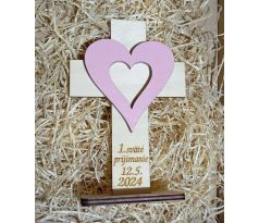 Darček na prvé sväté prijímanie - krížik a ružové srdce