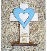 Darček k prvému svätému prijímaniu - krížik a modré srdce