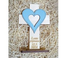 Darček k prvému svätému prijímaniu - krížik a modré srdce