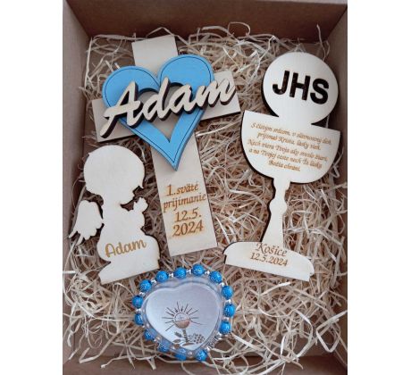 Darček na prvé sväté prijímanie - darčeková sada s ružencom pre chlapca