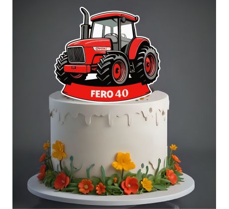 Traktor zápich na tortu s menom