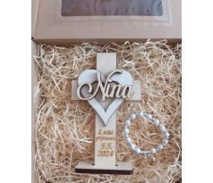 Prvé sväté prijímanie - biela darčeková sada s ružencom