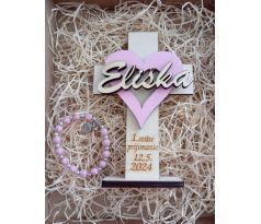 Prvé sväté prijímanie - ružová darčeková sada s ružencom