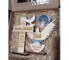 Darček na birmovku sada holubica, kríž, ruženec