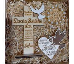 Darček na birmovku sada kríž, ruženec, magnetka