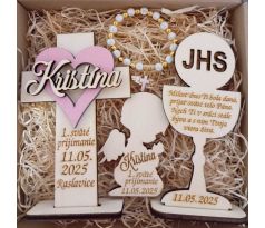 Darček na prvé sväté prijímanie - darčeková sada s ružencom pre dievča