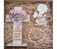 Darček na prijímanie sada anjel magnetka, kríž, ruženec