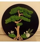 Machový obraz čierny bonsaj