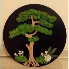 Machový obraz čierny bonsaj