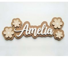 Drevené meno s kvetmi 2