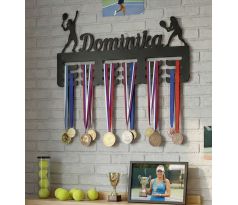 vešiak na medaily personalizované meno tenis 2 šírka 45cm hnedá orech