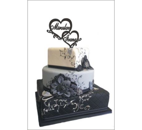 Dekorácia na tortu vzor srdcia s menami