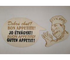 Drevená dekorácia kuchár s 3d nápismi