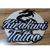 3D logo na mieru - logo z dreva na stenu 30 cm 3D dvojvrstvové, sololit 3mm + preglejka 6mm